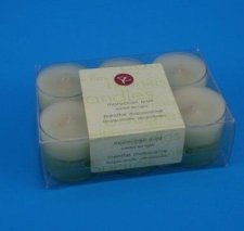 transparent candle package with paper label insert