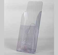 Branded embossed clear plastic literature brochure holder custom